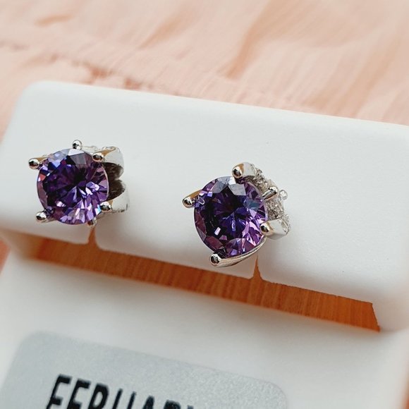 "Birthstone S925 Sterling Silver CZ Stud Earrings for Women/Girl, US19251041 - Picture 5 of 15
